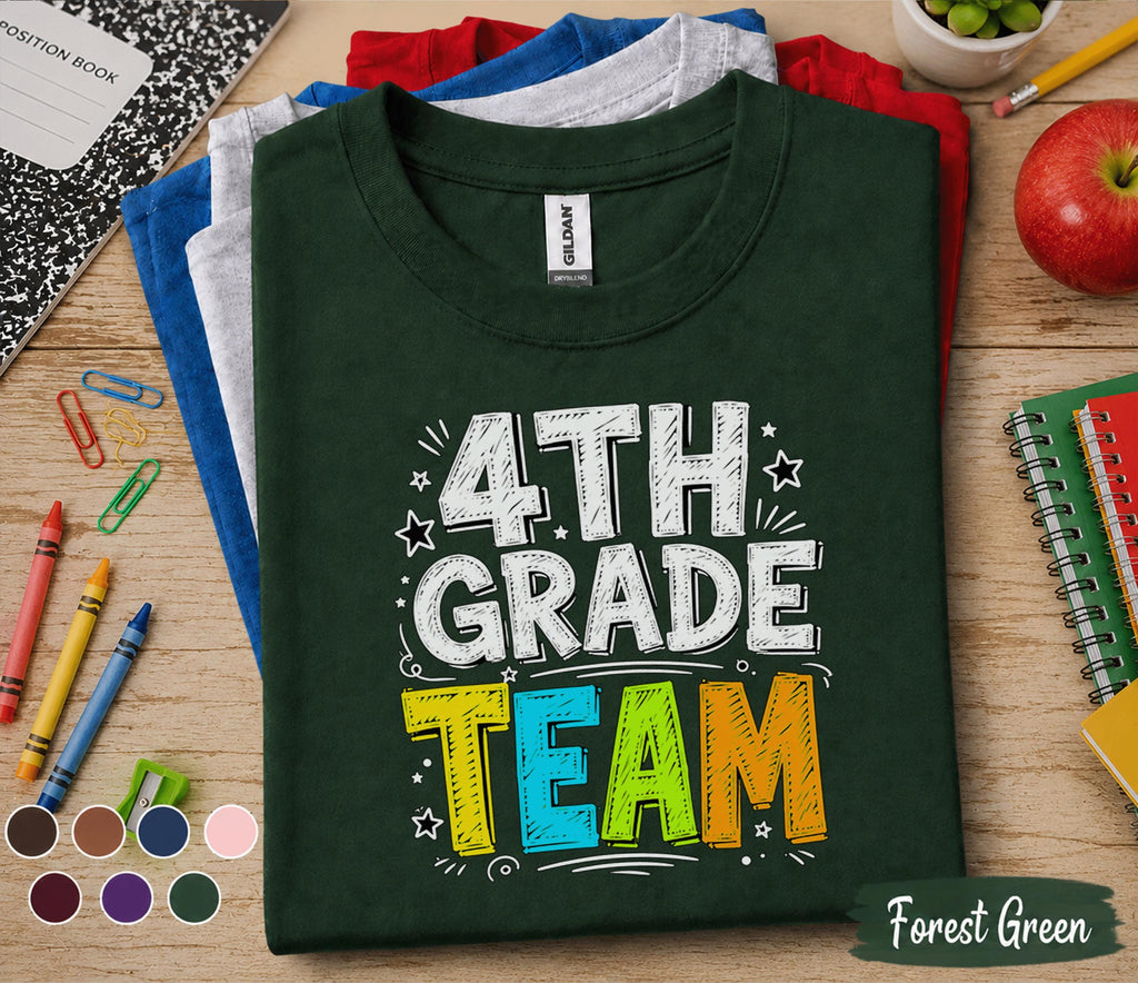 4th Grade Team Shirt, Fourth Grade Back to School Tee, First Day of School Shirt, Grade Level Student Shirt, Elementary School Kids Gift