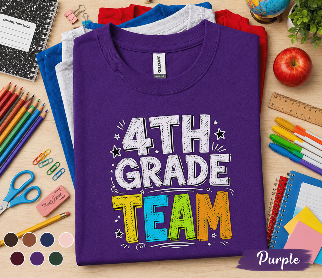 4th Grade Team Shirt, Fourth Grade Back to School Tee, First Day of School Shirt, Grade Level Student Shirt, Elementary School Kids Gift