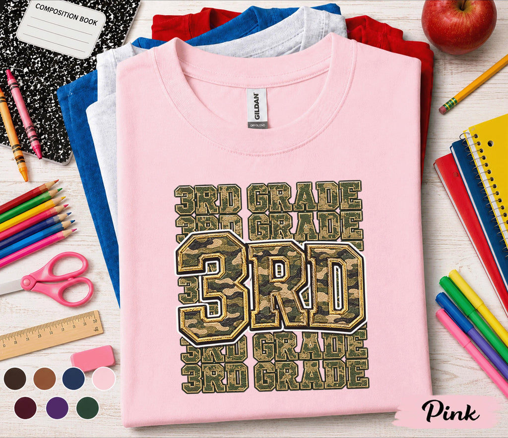 3rd Grade Camo Shirt, Third Grade Back to School Tee, Camo 3RD Student Shirt, First Day of School Outfit, Boys Grade School Gift