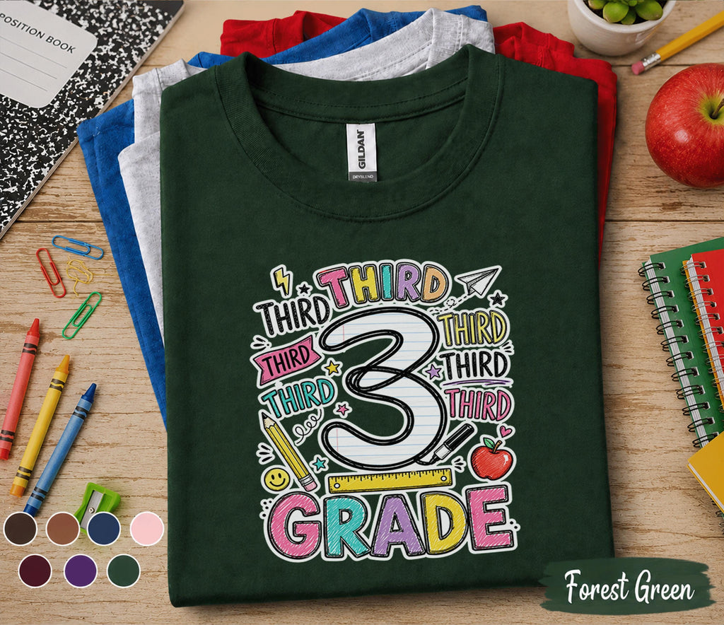 Third Grade Back to School Shirt, 3rd Grade Student Tee, First Day of Third Grade Shirt, Colorful School Outfit, Kids Back to School Gift