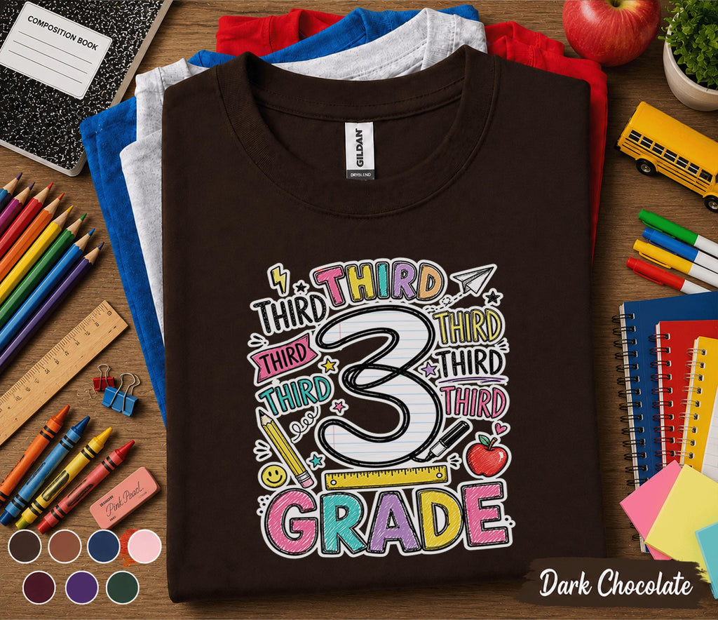 Third Grade Back to School Shirt, 3rd Grade Student Tee, First Day of Third Grade Shirt, Colorful School Outfit, Kids Back to School Gift