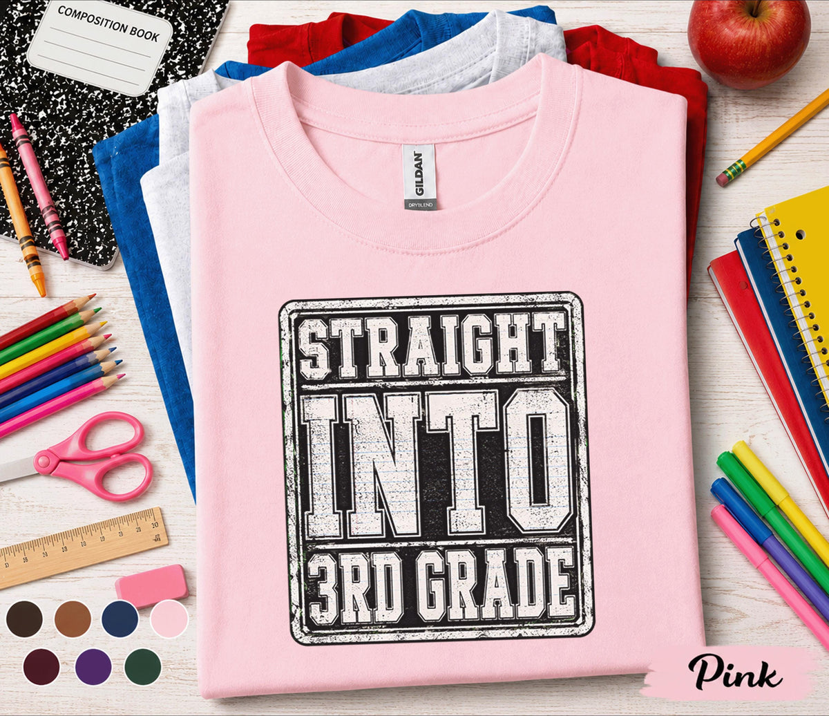 Straight Into 3rd Grade Shirt, First Day of Third Grade Tee, Back to School Student Shirt, Third Grade School Outfit, Kids Classroom Tee