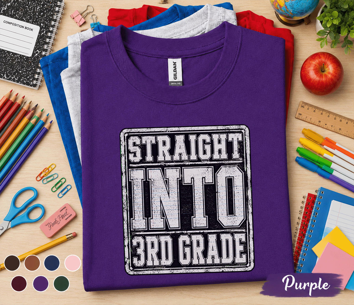 Straight Into 3rd Grade Shirt, First Day of Third Grade Tee, Back to School Student Shirt, Third Grade School Outfit, Kids Classroom Tee
