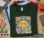 3rd Grade Vibes Shirt, First Day of 3rd Grade Tee, Retro Smiley Face Back to School Shirt, Cute Third Grade Student Gift