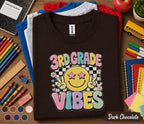 3rd Grade Vibes Shirt, First Day of 3rd Grade Tee, Retro Smiley Face Back to School Shirt, Cute Third Grade Student Gift