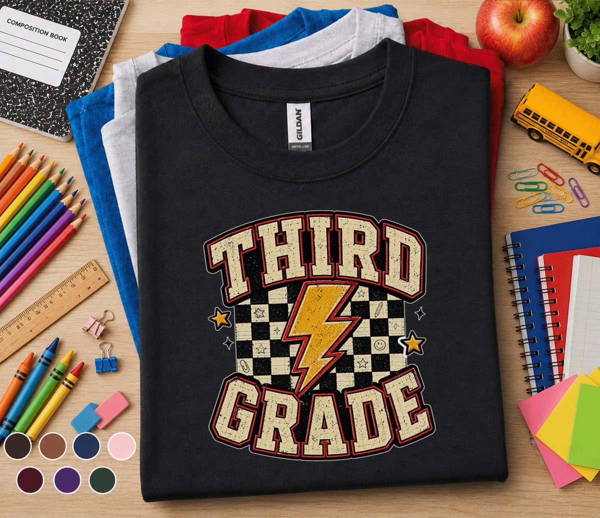 Third Grade Shirt, Retro Third Grade Back to School Tee
