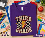 Third Grade Shirt, Retro Third Grade Back to School Tee, First Day of 3rd Grade Shirt, Vintage Lightning Student Shirt, Kids School Outfit