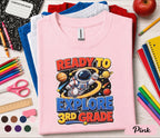Ready to Explore 3rd Grade Shirt, Astronaut Back to School Tee, First Day of Third Grade Shirt, Space Student Gift, Solar System Kids Tee