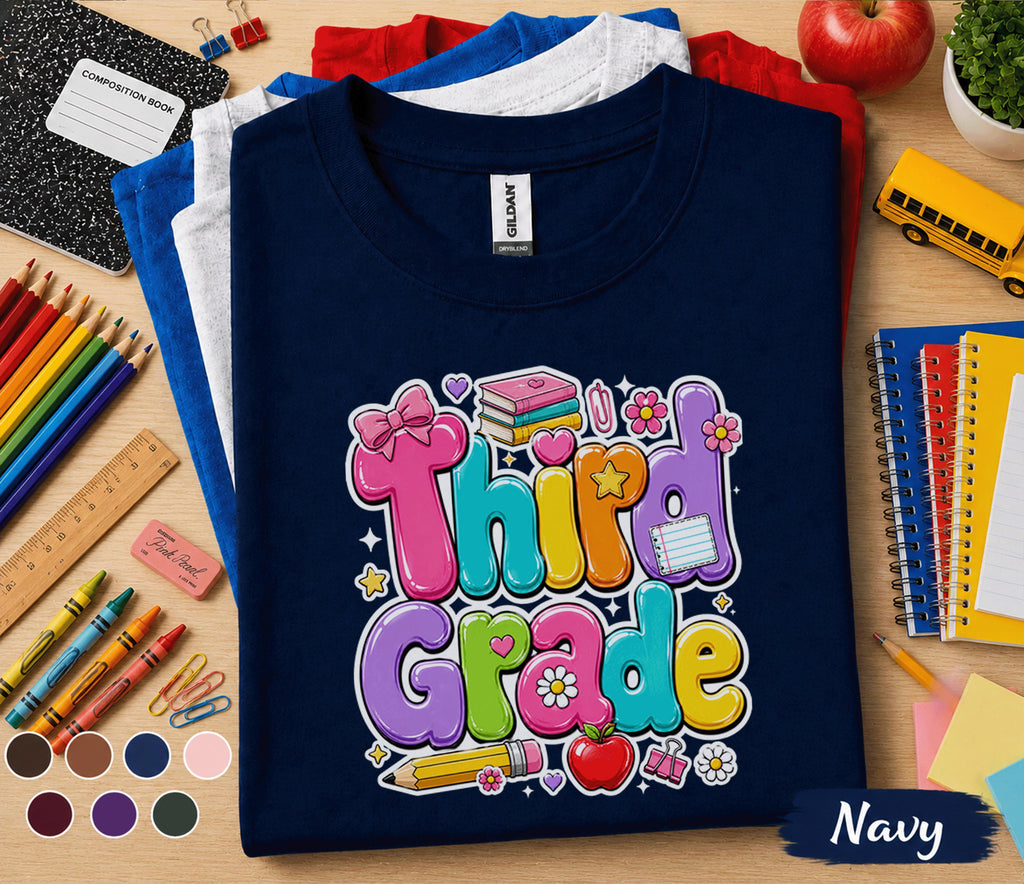 Third Grade Shirt, Cute Back to School Tee, First Day of 3rd Grade Shirt, Colorful School Student Tee, Third Grade Kids Gift Teacher