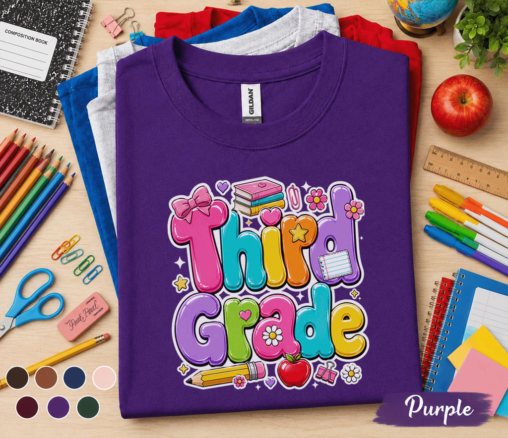 Third Grade Shirt, Cute Back to School Tee, First Day of 3rd Grade Shirt, Colorful School Student Tee, Third Grade Kids Gift Teacher