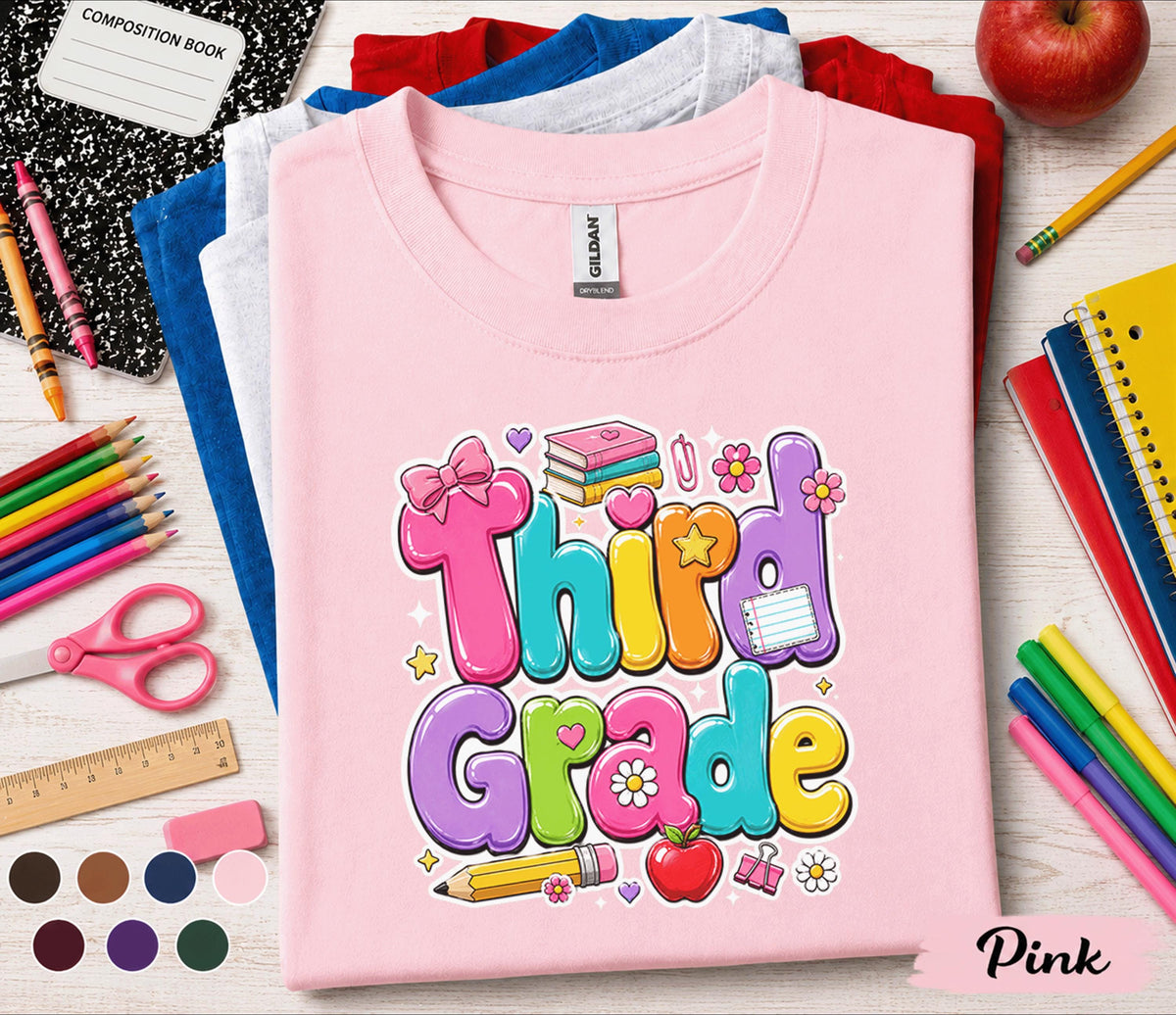 Third Grade Shirt, Cute Back to School Tee, First Day of 3rd Grade Shirt, Colorful School Student Tee, Third Grade Kids Gift Teacher
