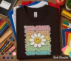 3rd Grade Smiley Daisy Shirt, Retro Back to School Tee, First Day of Third Grade Shirt, Cute Flower Student Gift, Groovy Kids School Shirt