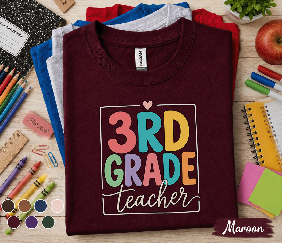 3rd Grade Teacher Shirt, Back to School Teacher Tee, Third Grade Teacher Gift, First Day of School Shirt, Elementary School Teacher Apparel
