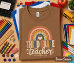 Third Grade Teacher Shirt, Retro Rainbow Back to School Teacher Tee, 3rd Grade Teacher Gift, First Day of School Shirt