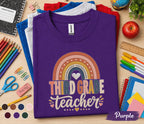 Third Grade Teacher Shirt, Retro Rainbow Back to School Teacher Tee, 3rd Grade Teacher Gift, First Day of School Shirt