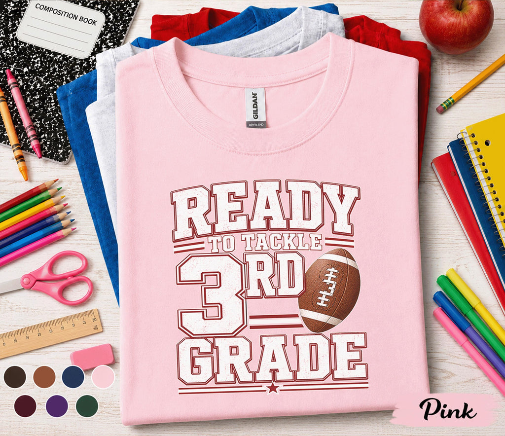Ready to Tackle 3rd Grade Shirt, Football Back to School Shirt, First Day of Third Grade Tee, Sports Student Gift for Boys Girls
