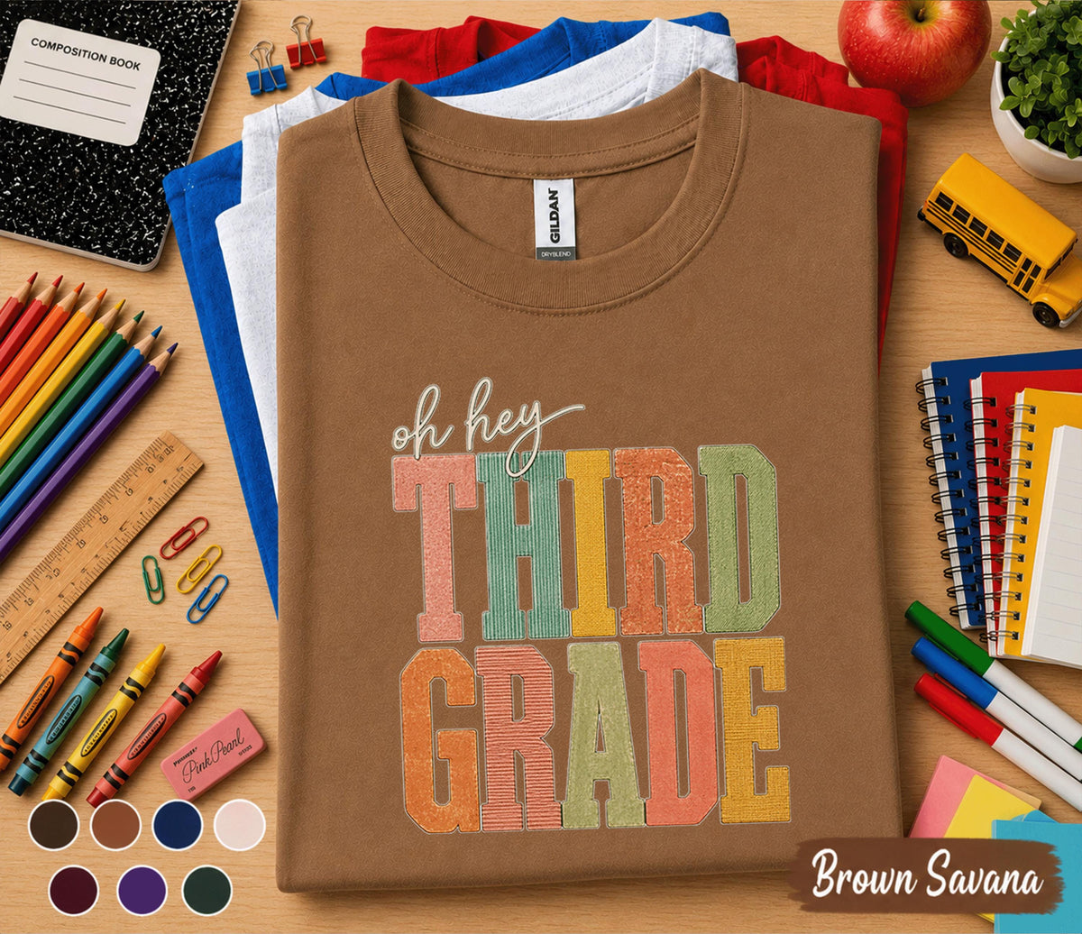 Oh Hey Third Grade Shirt, Retro Back to School Shirt for Kids, First Day of 3rd Grade Tee, Teacher School Outfit, Third Grade Student Gift