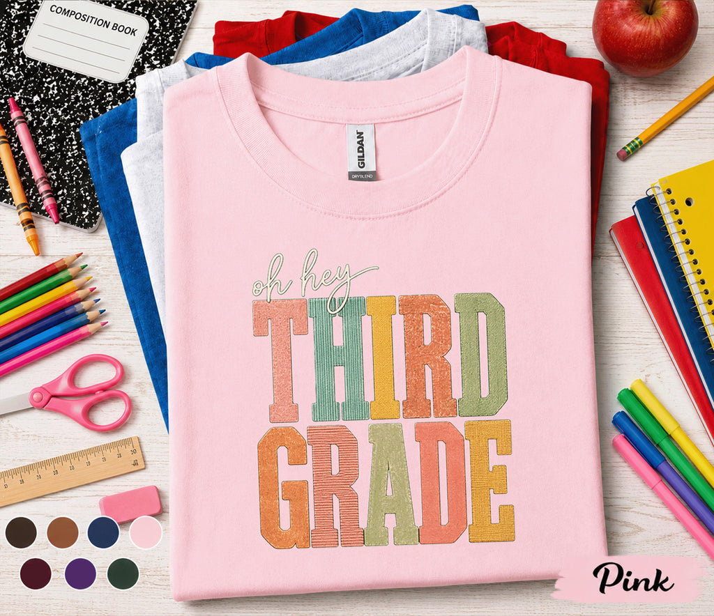 Oh Hey Third Grade Shirt, Retro Back to School Shirt for Kids, First Day of 3rd Grade Tee, Teacher School Outfit, Third Grade Student Gift