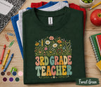 3rd Grade Teacher Shirt, Retro Floral Teacher Tee, Third Grade Teacher Wildflower Shirt, Back to School Teacher Gift Idea