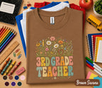 3rd Grade Teacher Shirt, Retro Floral Teacher Tee, Third Grade Teacher Wildflower Shirt, Back to School Teacher Gift Idea