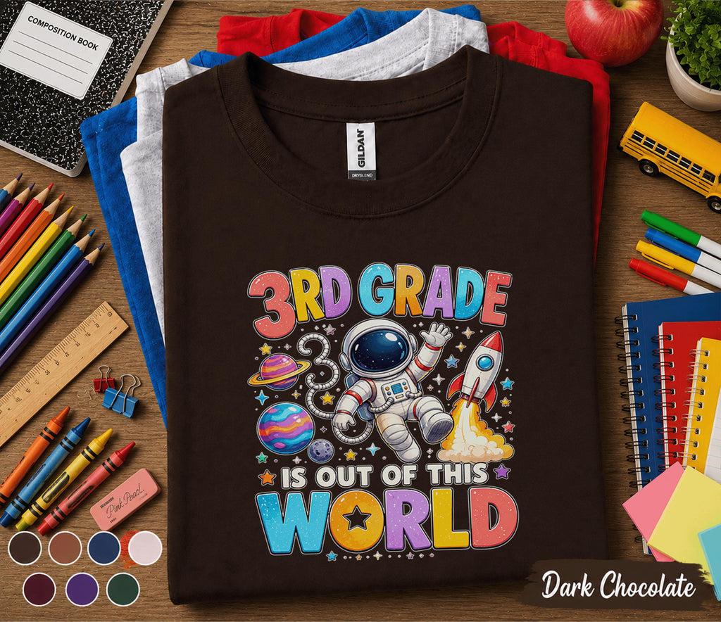 3rd Grade Is Out of This World Shirt, Space Back to School Tee, Astronaut First Day of Third Grade Shirt, Rocket Galaxy Student Gift