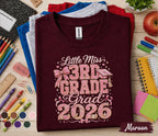 Little Miss 3rd Grade Class of 2026 Shirt, Cute First Day of School Tee for Girls, Glitter Back to School Third Grade Shirt, Student Gift