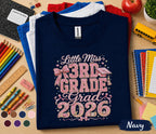 Little Miss 3rd Grade Class of 2026 Shirt, Cute First Day of School Tee for Girls, Glitter Back to School Third Grade Shirt, Student Gift