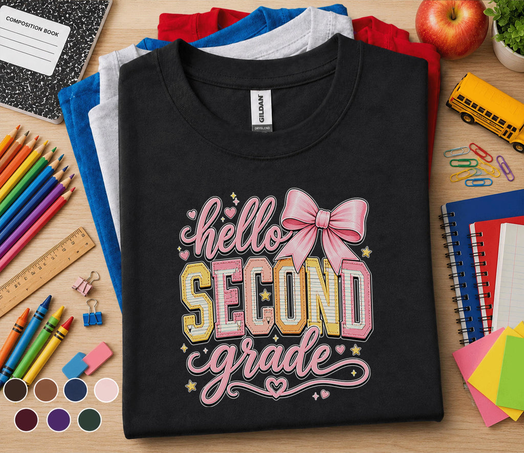 Hello Second Grade Shirt, Cute Back to School Girl Tee