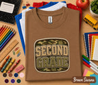 Second Grade Camo Shirt, Back to School Second Grade Tee, First Day of School Camouflage Student Shirt, Military Style Grade 2 Outfit