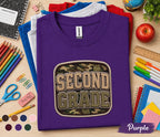 Second Grade Camo Shirt, Back to School Second Grade Tee, First Day of School Camouflage Student Shirt, Military Style Grade 2 Outfit