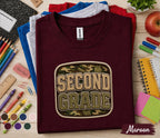 Second Grade Camo Shirt, Back to School Second Grade Tee, First Day of School Camouflage Student Shirt, Military Style Grade 2 Outfit