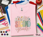 Second Grade Floral Shirt, Teacher Back to School Tee, First Day of School Wildflower Grade 2 Shirt, Cute Second Grade Student Gift for Girl
