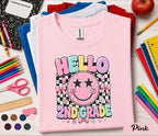 Hello 2nd Grade Shirt, Gifts Teacher Back to School Tee, Girls First Day of Second Grade Shirt, Retro Coquette School Outfit