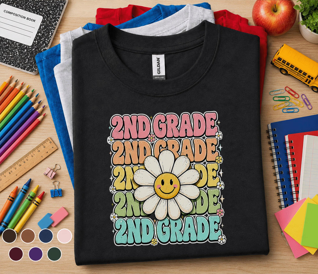 2nd Grade Daisy Shirt, Cute Second Grade Back to School Tee Girls