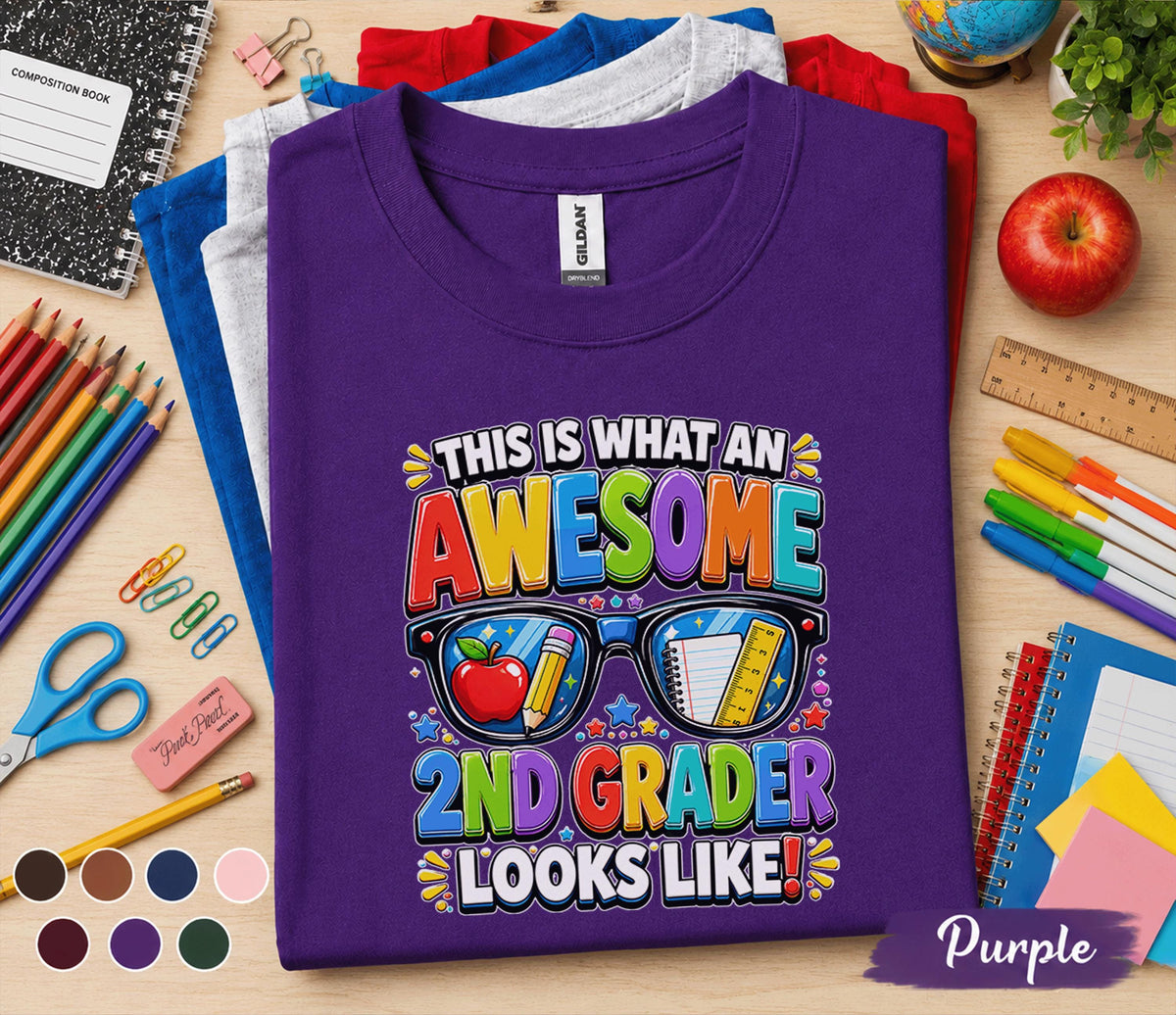 Awesome 2nd Grader Shirt, This Is What an Awesome 2nd Grader Looks Like Tee, Back to School Shirt, First Day of Second Grade Gift
