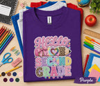 Hello Second Grade Shirt, Cute Coquette Back to School Tee, Teacher First Day of 2nd Grade Shirt, Girls Pencil Bow Student Outfit