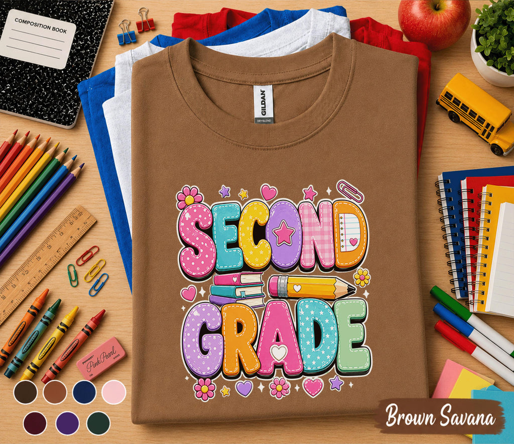 Second Grade Shirt, Teacher First Day of School Tee, 2nd Grade Student Shirt, Back to School Kids Outfit, Girls School Grade Shirt Gift