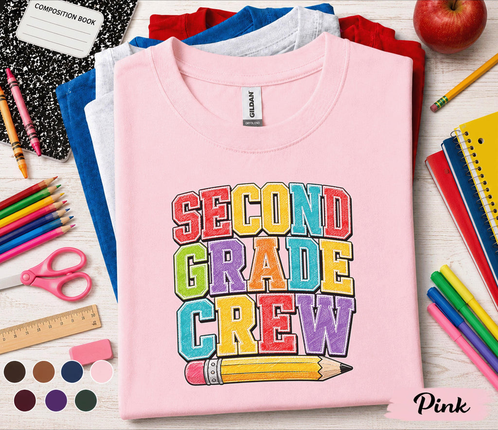 Second Grade Crew Shirt, Teacher First Day of 2nd Grade Tee, Back to School Student Shirt, Group School Crew Outfit, Second Grade Kids Gift