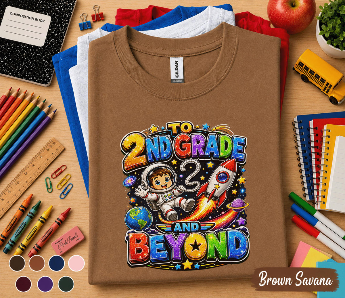 2nd Grade and Beyond Shirt First Day of Second Grade Astronaut Rocket Back to School Tee Space Student Gift Kids School Outfit