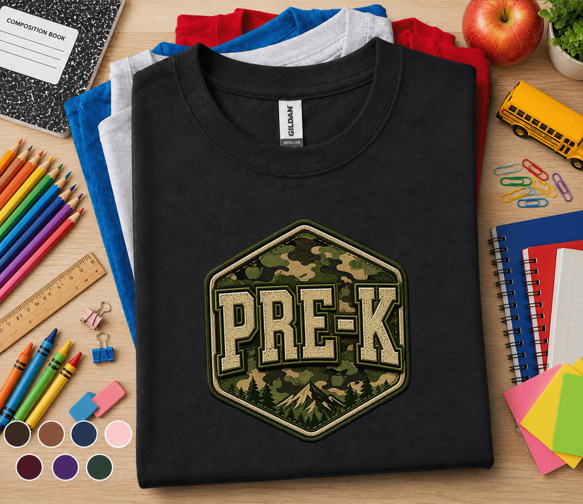 Pre-K Camo Back to School Shirt Preschool Student First Day of Pre-K Tee Camouflage School Outfit Kids Teacher Gift K...