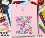 Rollin Into Pre-K Shirt Unicorn Roller Skates Back to School Tee First Day of Preschool Cute Pre-K Student Gift Girls School Outfit