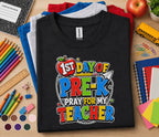 1st Day of Pre-K Pray for My Teacher Shirt Funny First Day of School Tee Preschool Student Back to School Outfit Kids...