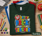 1st Day of Pre-K Pray for My Teacher Shirt Funny First Day of School Tee Preschool Student Back to School Outfit Kids Kindergarten Gift