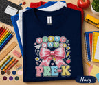 First Day of Pre-K Shirt Cute Pink Bow Back to School Tee Teacher Preschool Girl First Day Outfit Kindergarten Ready Student Gift for Girls