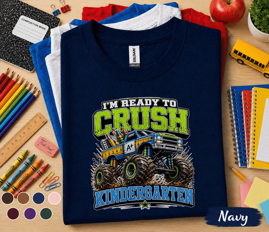 I'm Ready to Crush Kindergarten Shirt Monster Truck Back to School Tee First Day of Kindergarten Shirt Boys School Outfit Kids Gift