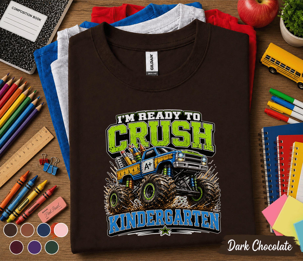 I'm Ready to Crush Kindergarten Shirt Monster Truck Back to School Tee First Day of Kindergarten Shirt Boys School Outfit Kids Gift