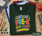 Watch Out Pre-K Here I Come Shirt First Day of Pre K Tee Back to School Shirt Preschool Toddler Outfit Kindergarten Ready Kids Gift