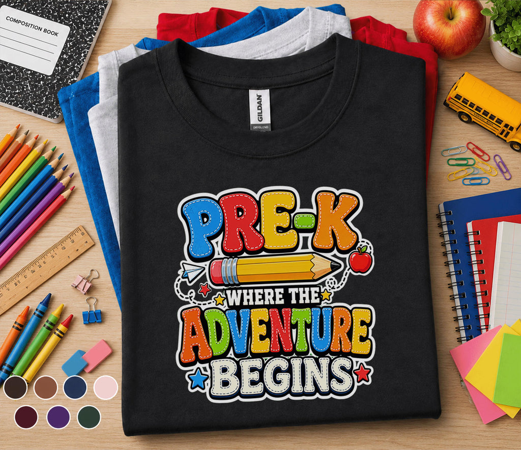 Pre-K Where the Adventure Begins Shirt First Day of Pre K Tee Back to School Shirt Preschool Toddler Outfit Kindergar...