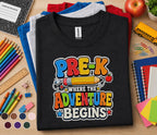 Pre-K Where the Adventure Begins Shirt First Day of Pre K Tee Back to School Shirt Preschool Toddler Outfit Kindergar...