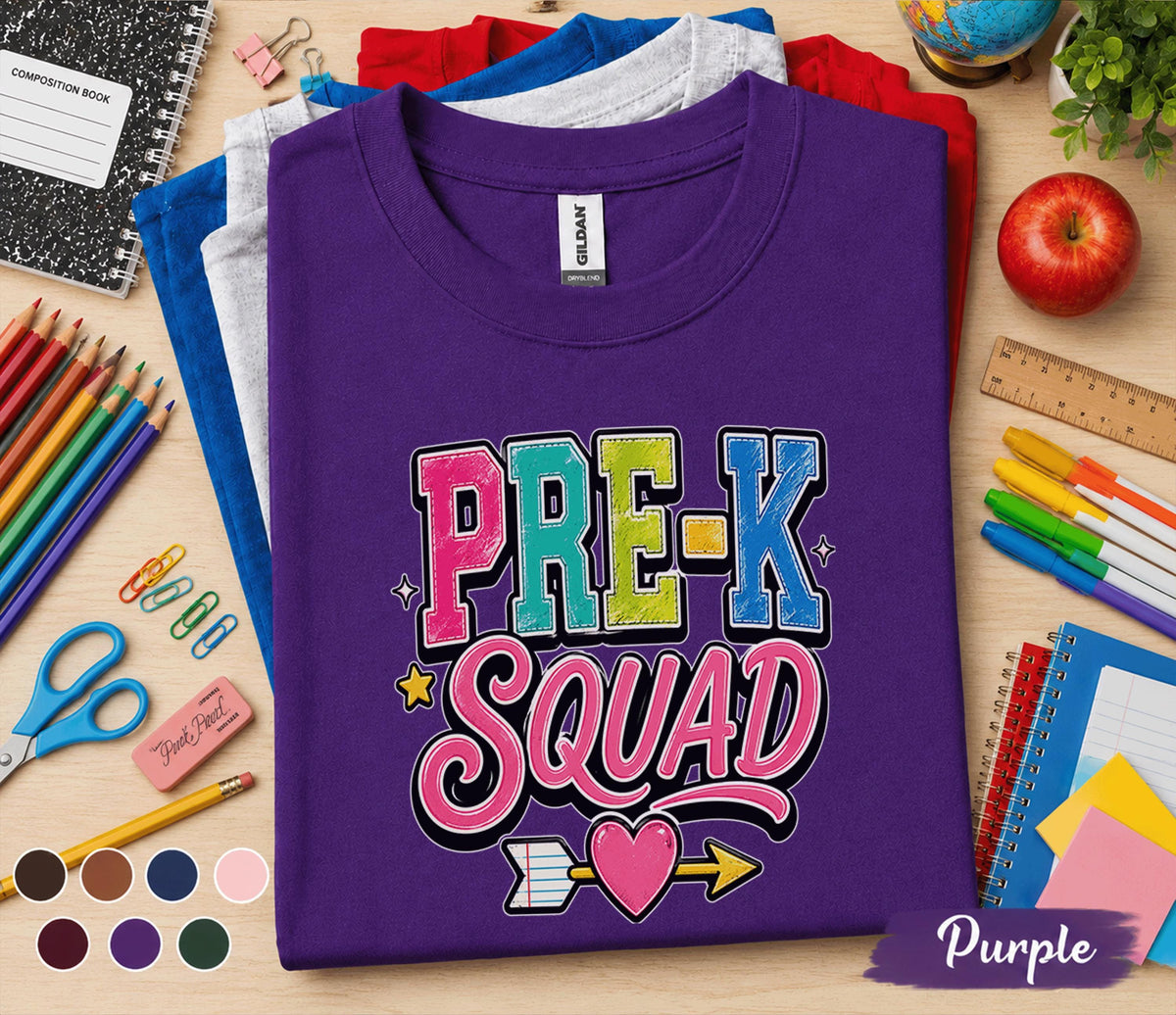 Pre-K Squad Shirt First Day of Pre K Shirt Group Back to School Kids Tee Preschool Matching Shirt Cute Toddler School Outfit Classroom Gift